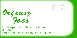 orfeusz focs business card